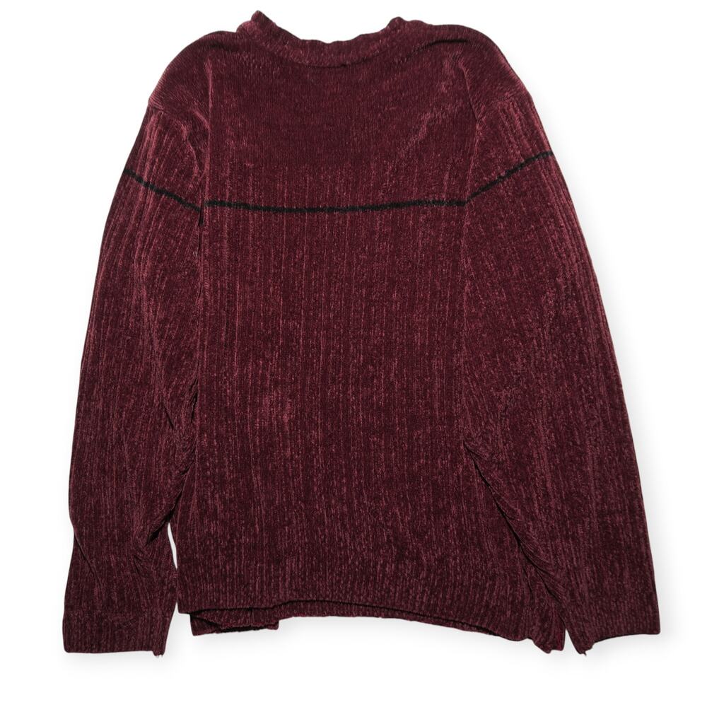 Croft & Barrow Chenille Sweater Men’s L Burgundy V-Neck Textured Minimal - Picture 3 of 9